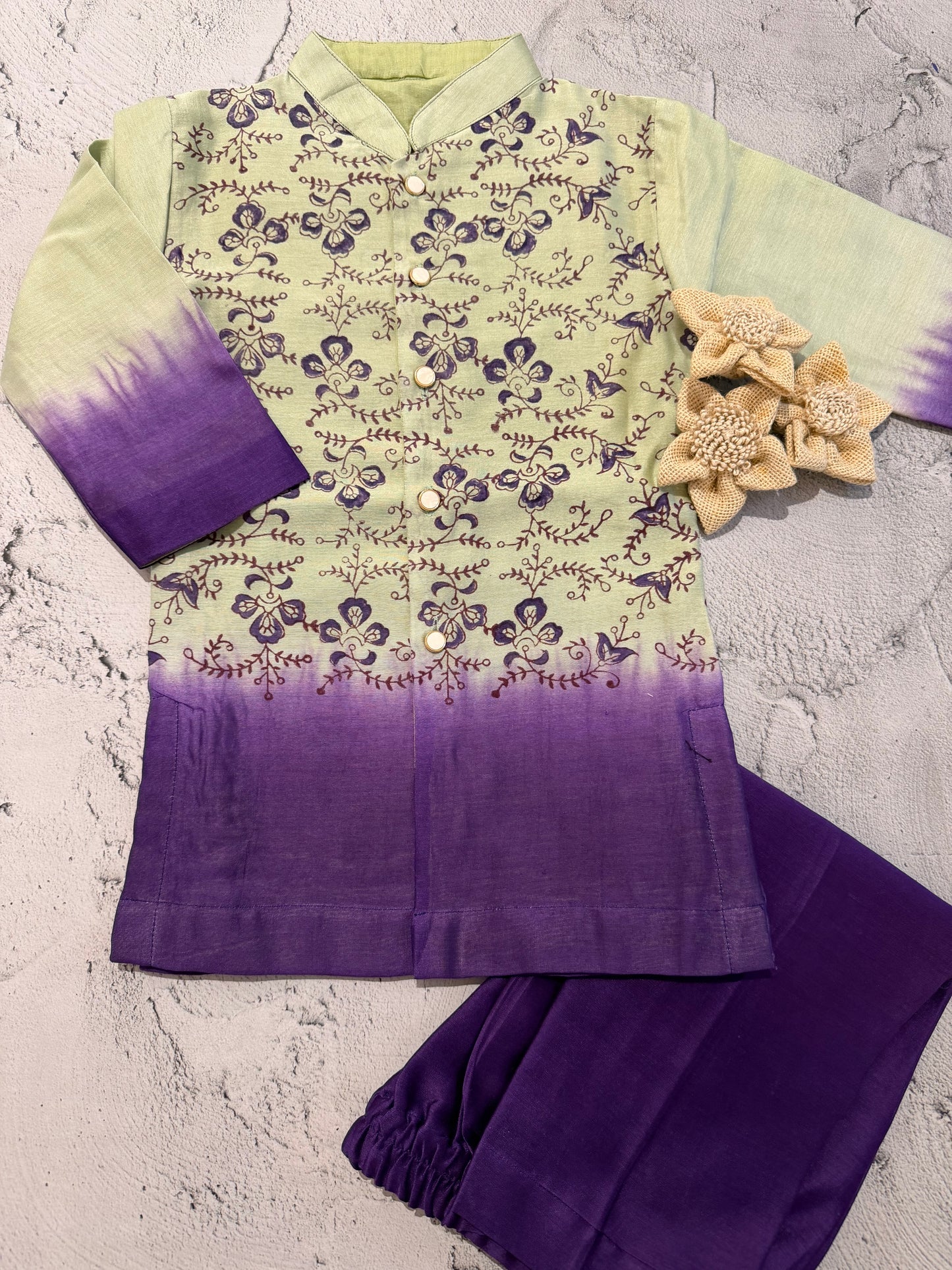 Ombré creeper block printed kurta