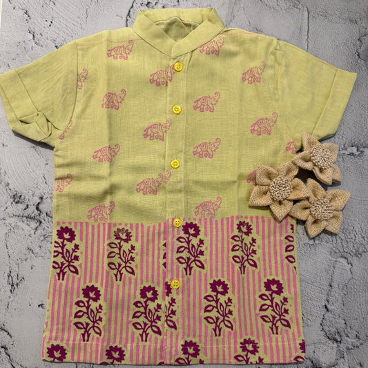 Elephant Bloom Block Print shirt (4-5 years)