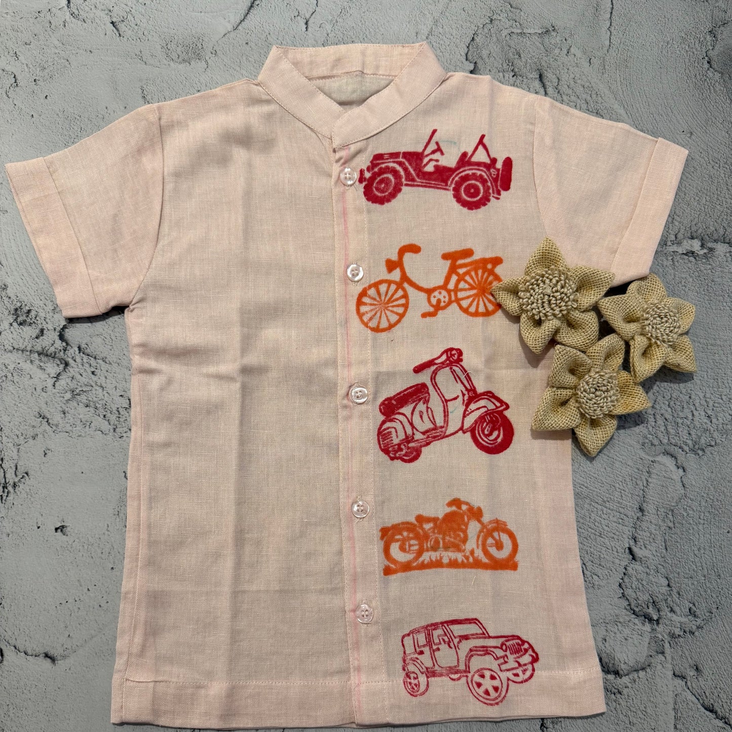Vintage ride block printed shirt