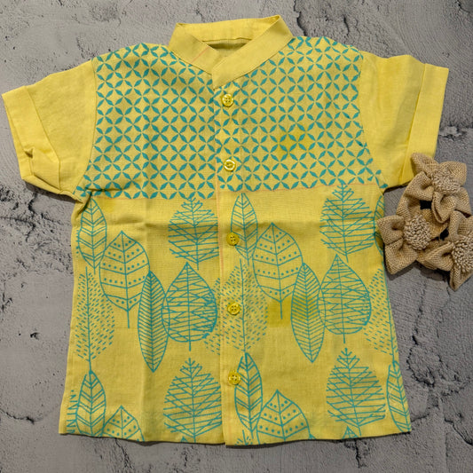 Sunlit leaf block print shirt (2-3 years)