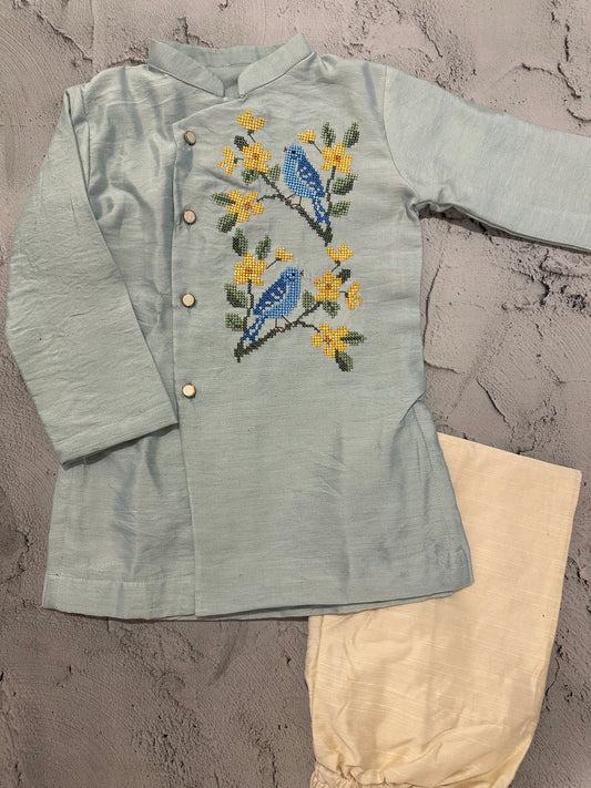 Blue singing branches kurta set