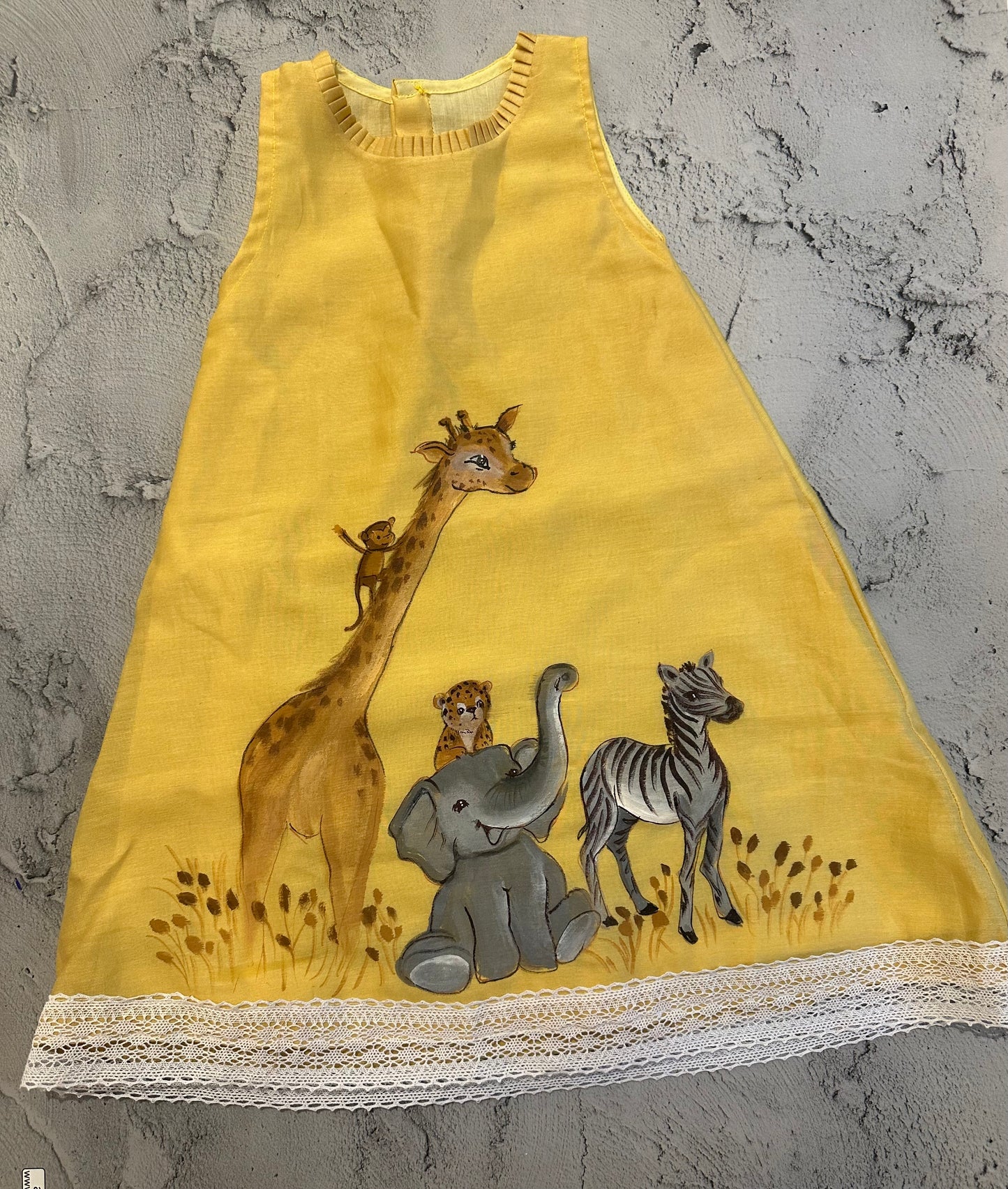 Jungle tales dress in yellow