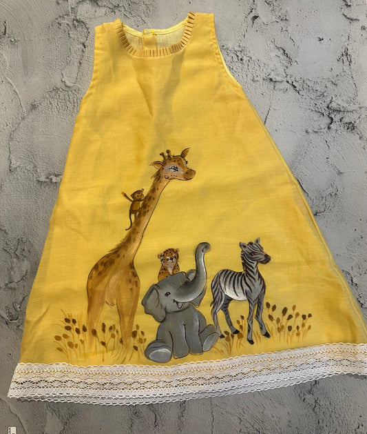 Jungle tales dress in yellow