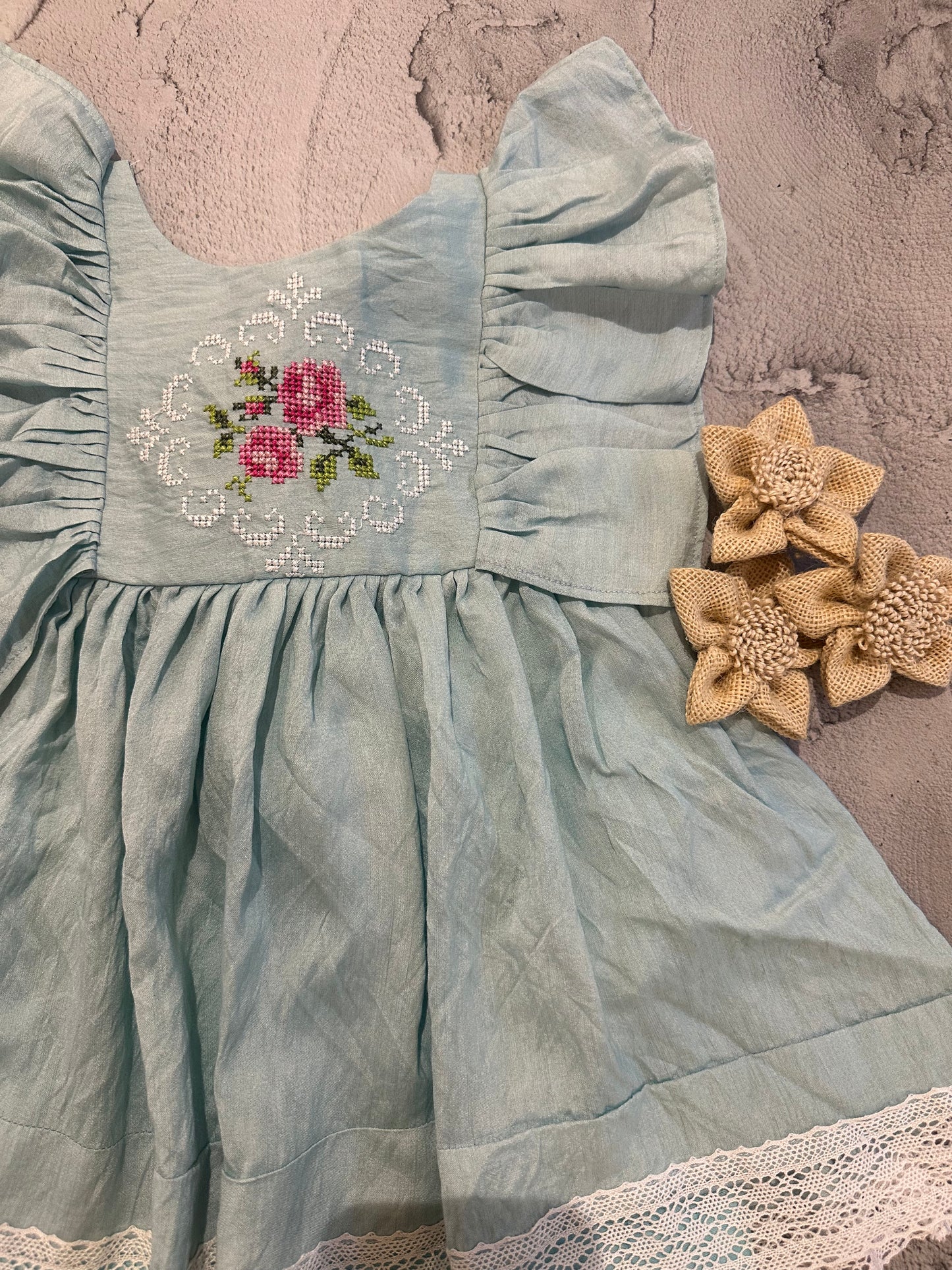 Blue rose ruffle dress