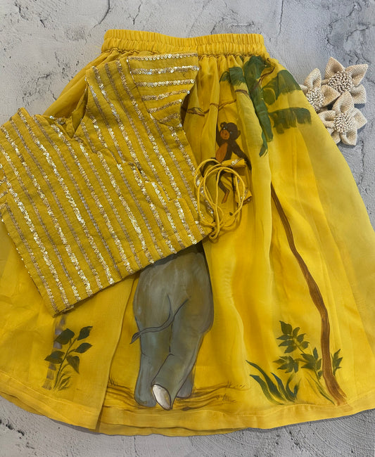 Jungle skirt set in yellow