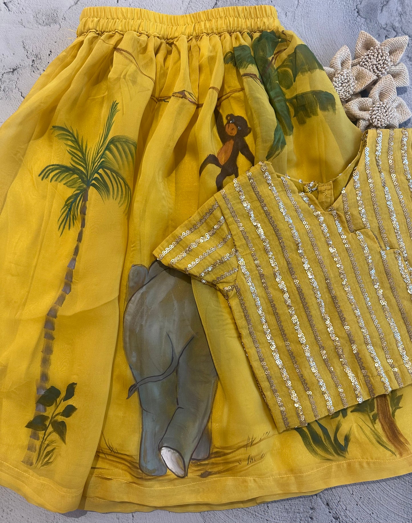 Jungle skirt set in yellow