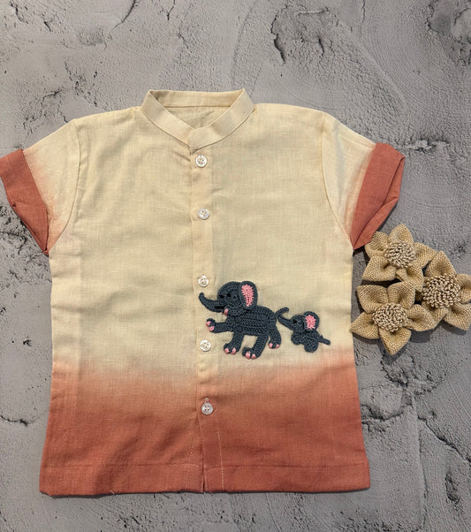 Peach Ombre Elephant Tale Crochet Shirt