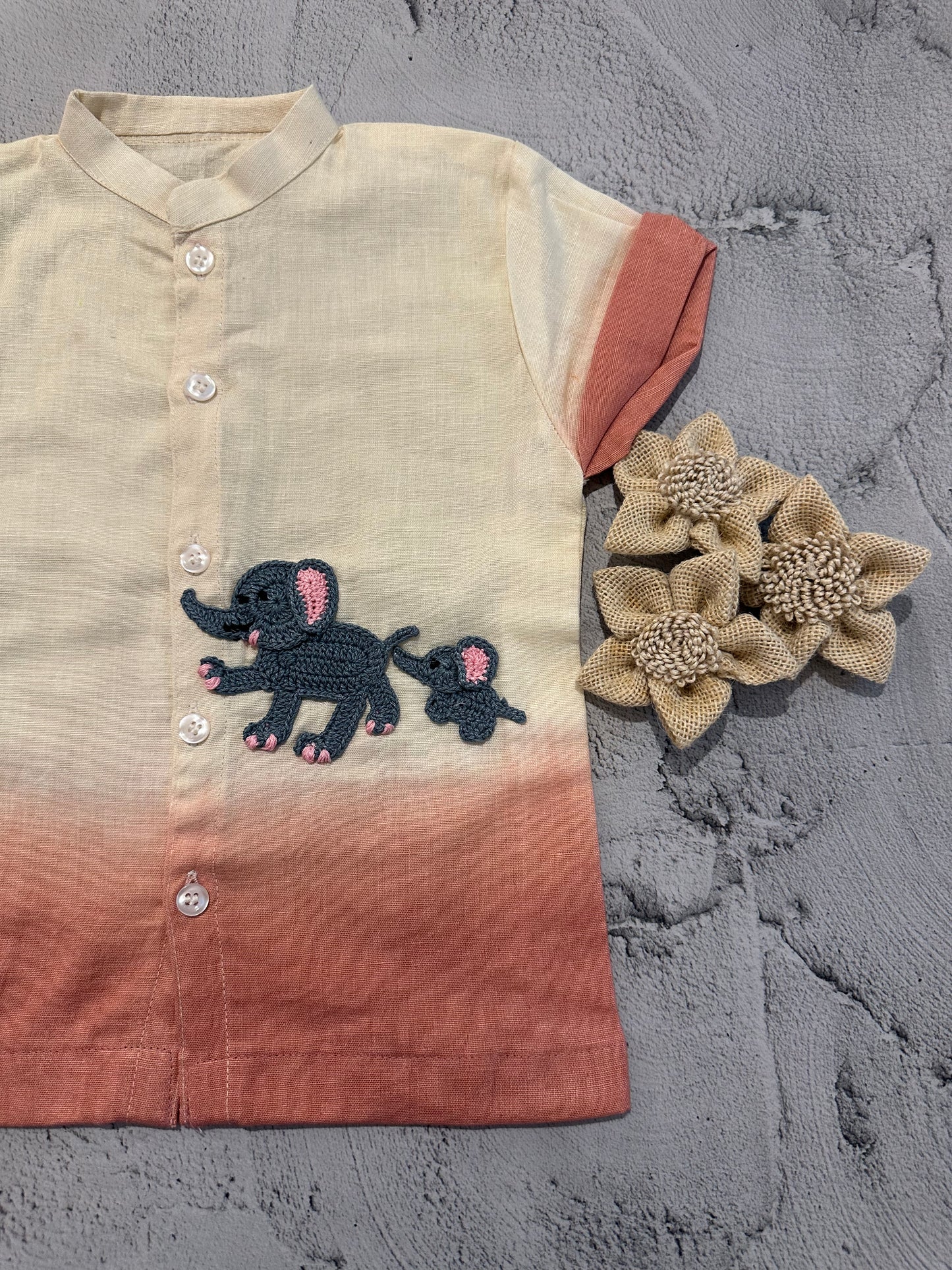 Peach Ombre Elephant Tale Crochet Shirt