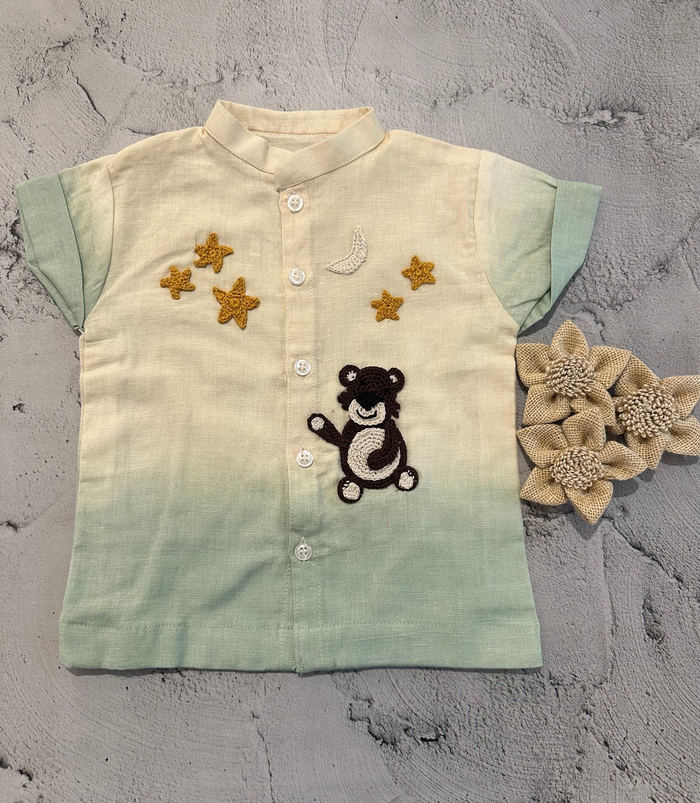 Bear and stars crochet ombré shirt