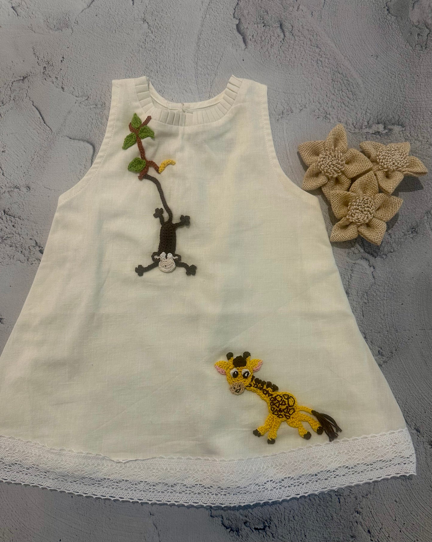 Ivory Safari Crochet A-Line Dress