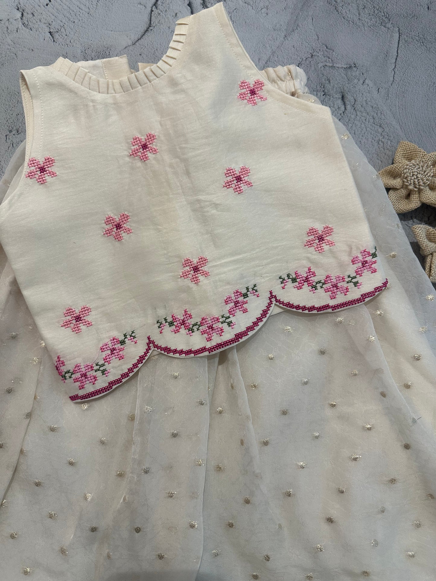 Dreamy ivory cross stitch skirt set