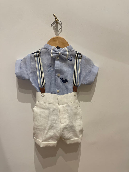 Little Ocean Tales Hand-Embroidered Shorts Set