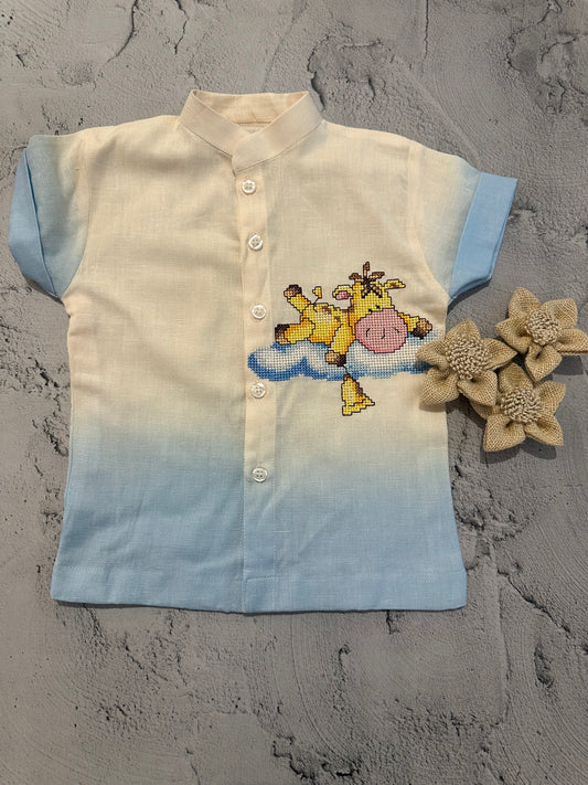 Sunny Giraffe Cross-Stitch Shirt