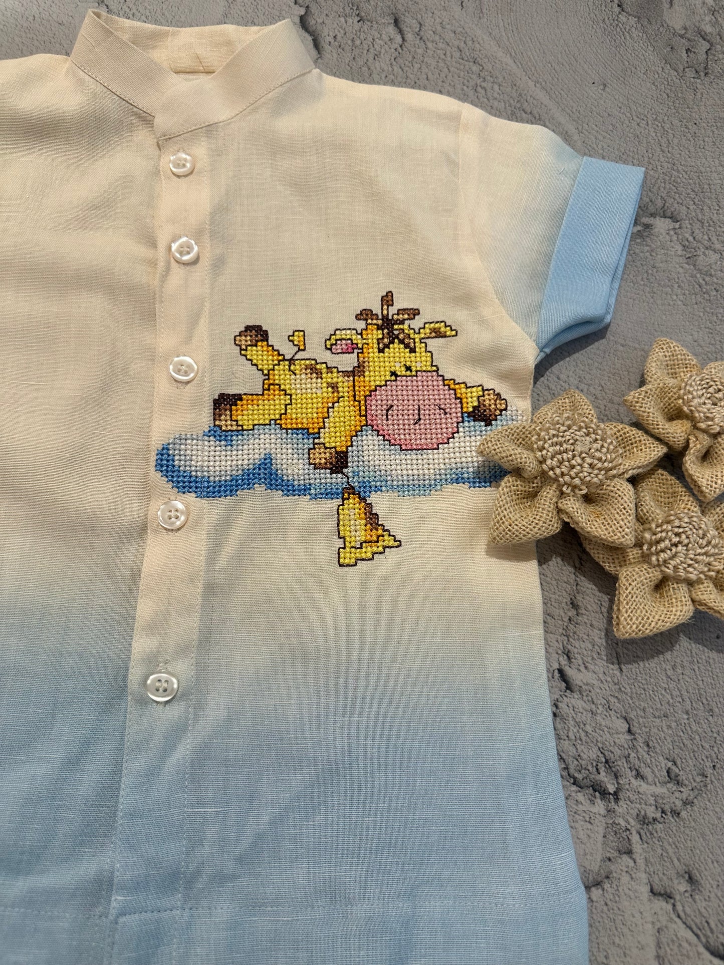Sunny Giraffe Cross-Stitch Shirt