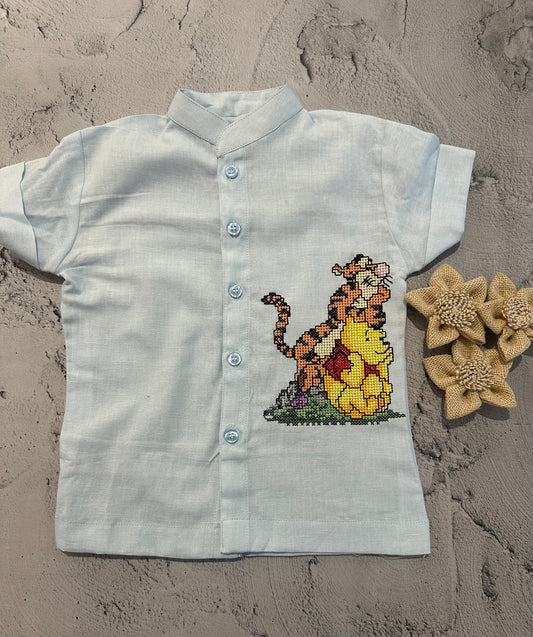Honey Hug Tiger Cross-Stitch Shirt