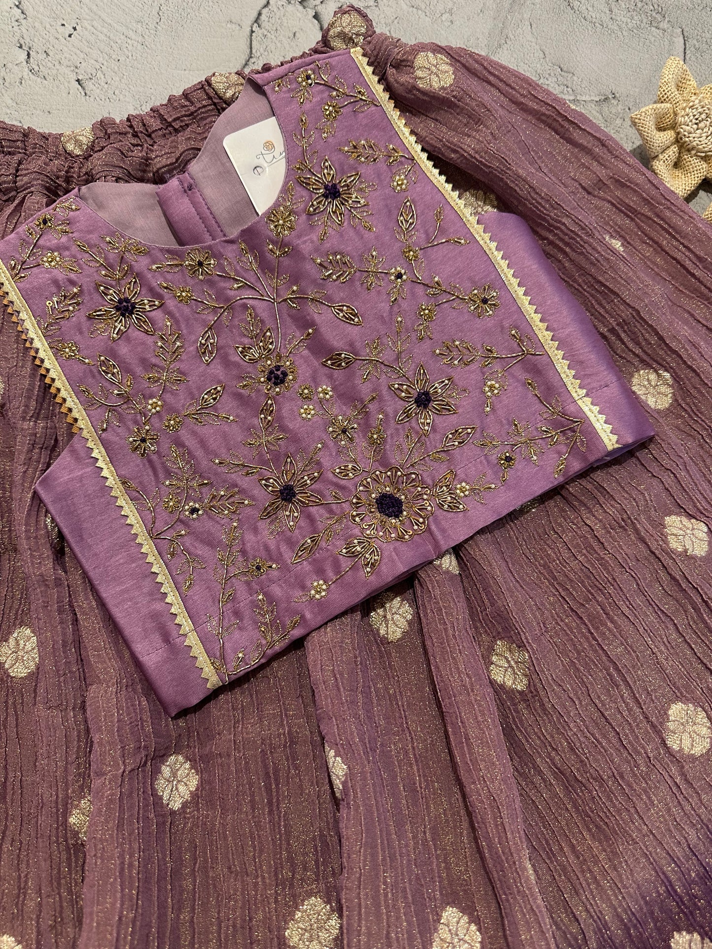 Plum Zardosi Bloom Ombre Skirt Set