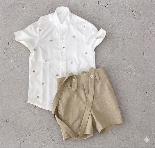Little Star Embroidered Shirt & Shorts Set