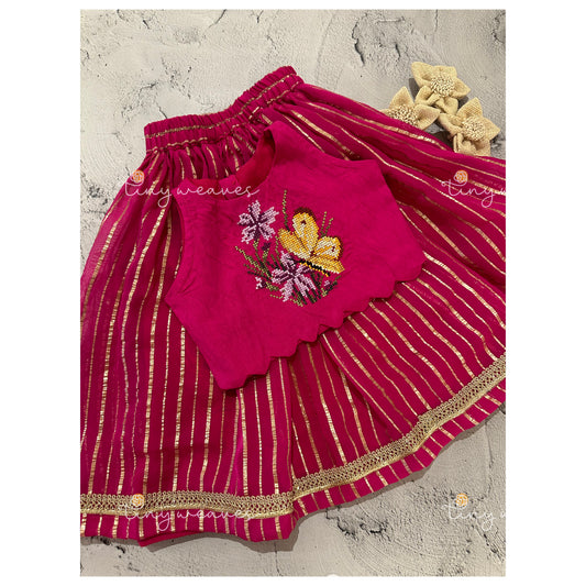 Magical butterfly skirt set in hot pink