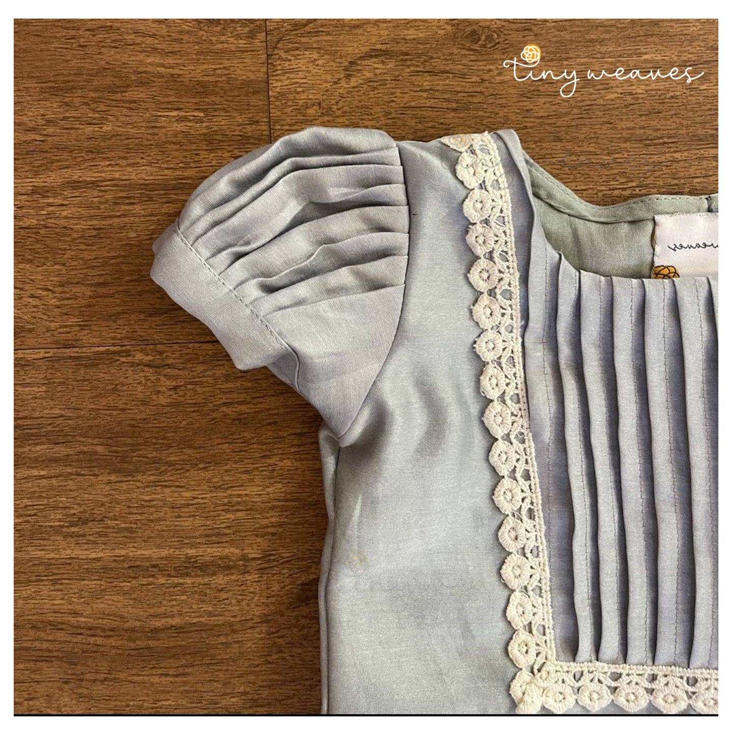 Powder Blue Chanderi Top & Linen Cotton Pants Set