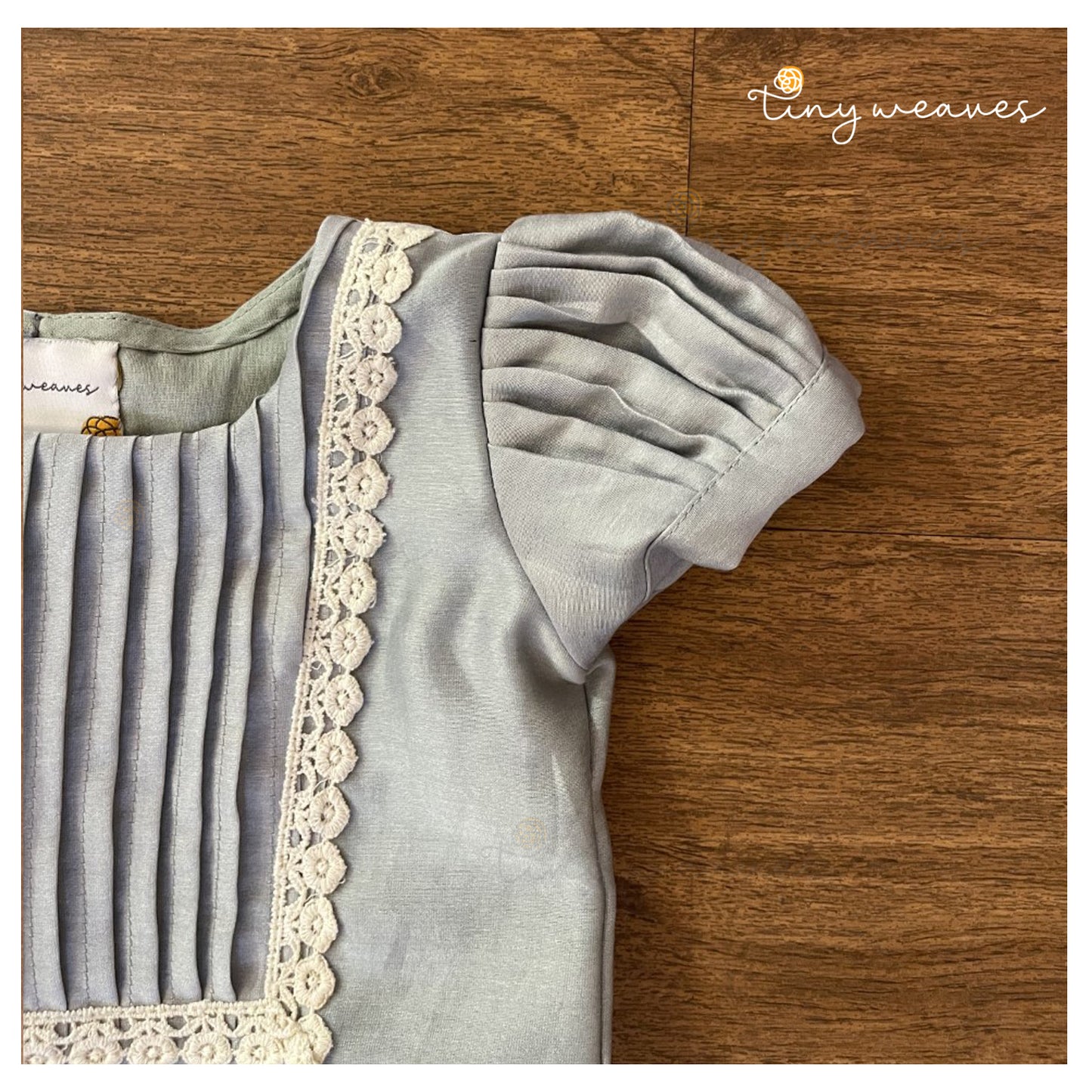 Powder Blue Chanderi Top & Linen Cotton Pants Set