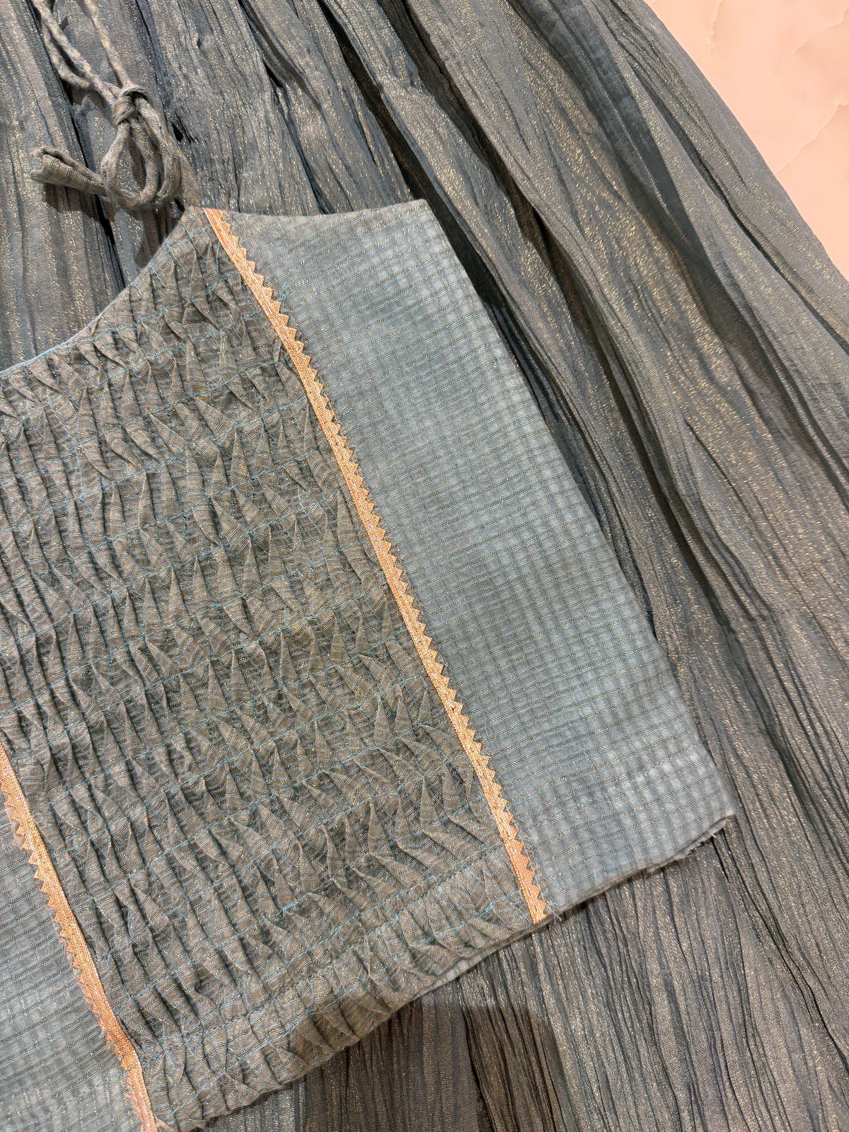 Ice blue crush tissue skirt set