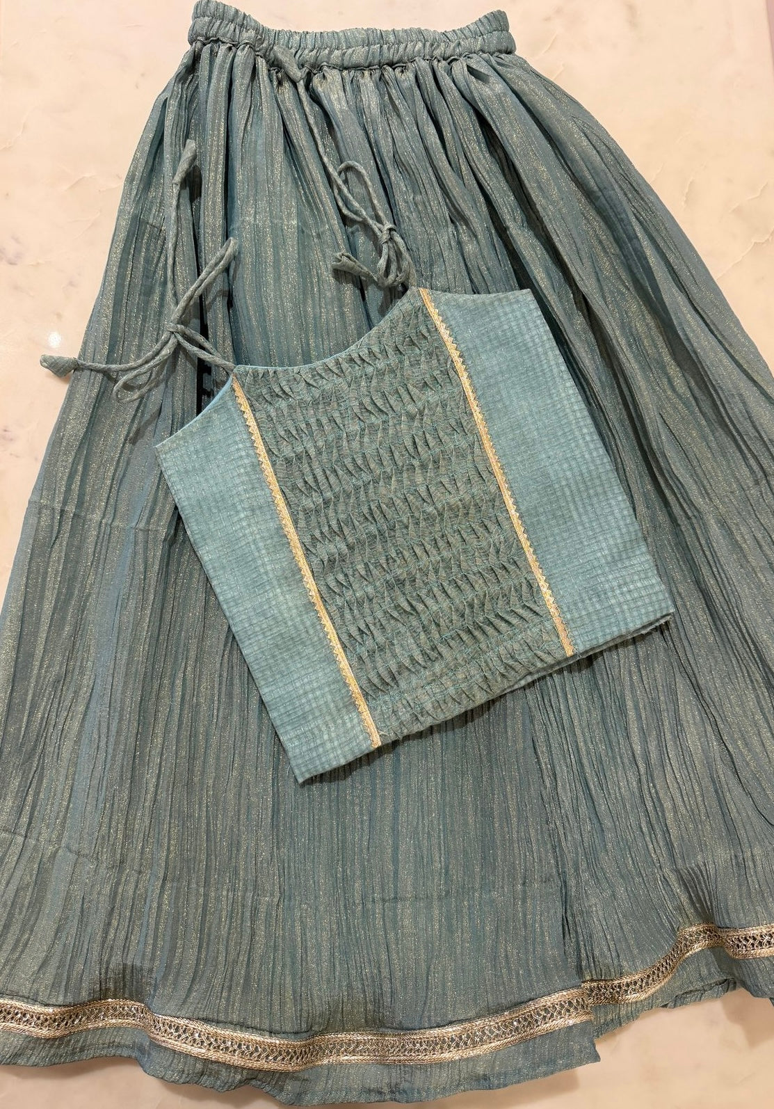 Ice blue crush tissue skirt set