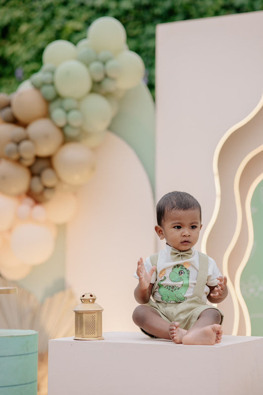 Dinosaur dreamland cross stitch co-ord set