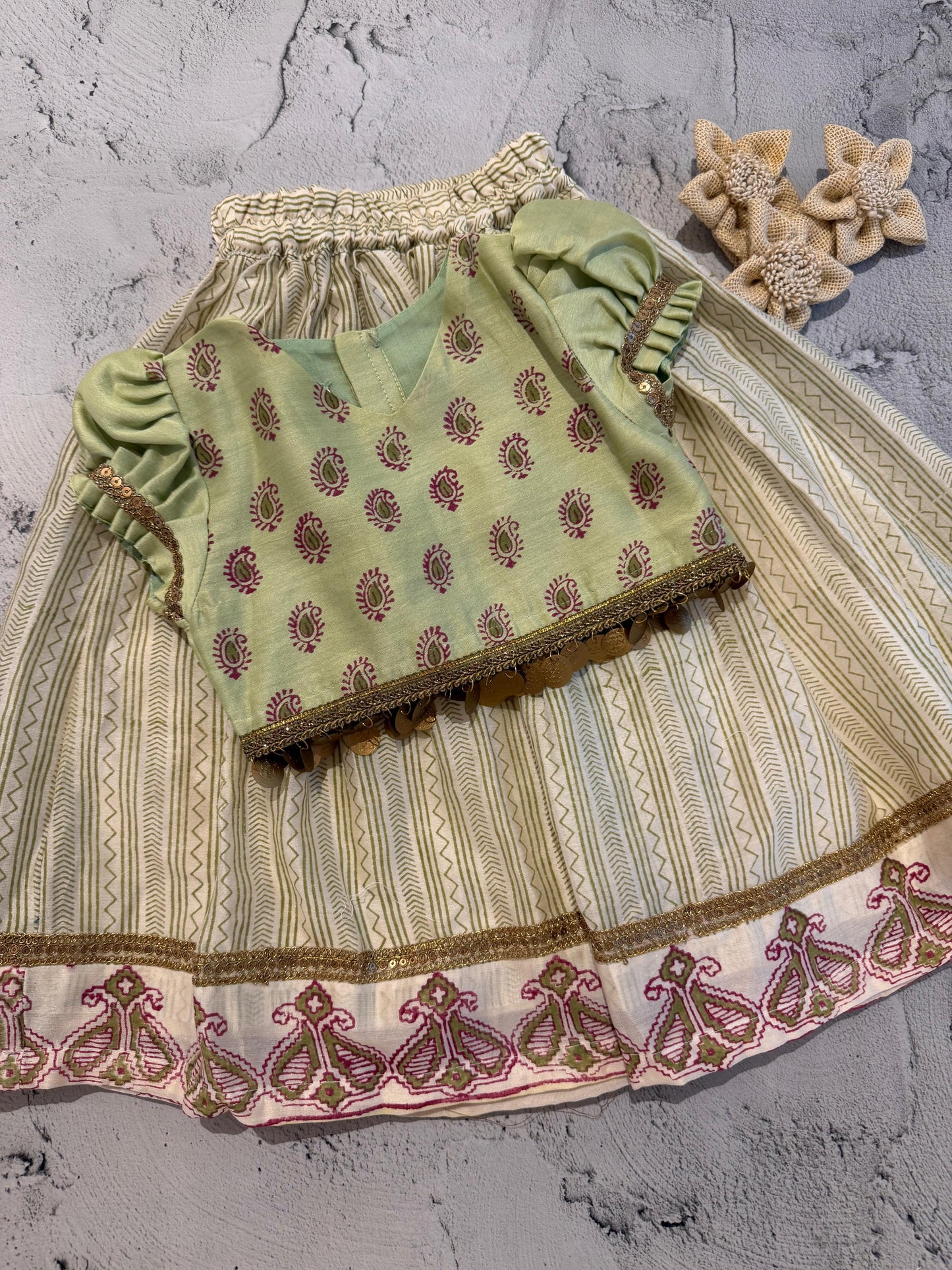 Mango Bloom Block Print Skirt Set