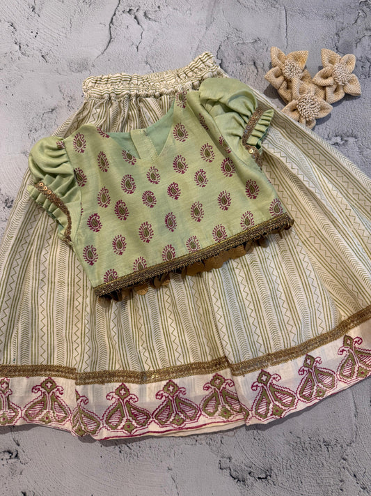 Mango Bloom Block Print Skirt Set