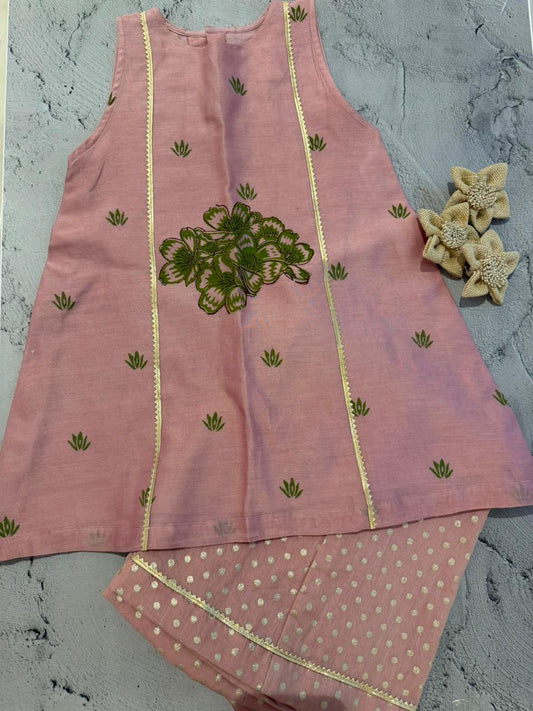 Blush meadow blockprint kurta set