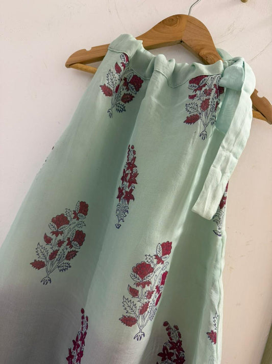 Mint Blossom Organza Layered Dress