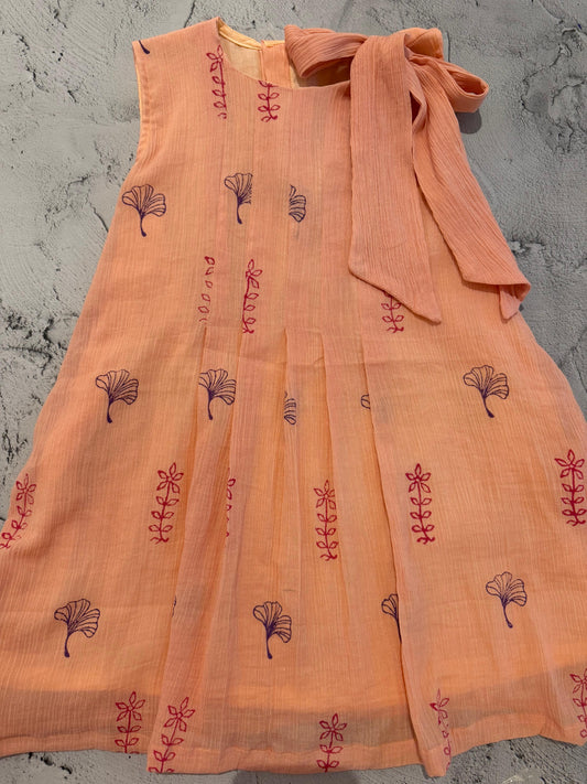 Peach Blossom Block Print Dress