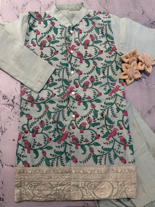 Royal Garden Block Print Kurta Set (5-6 years)