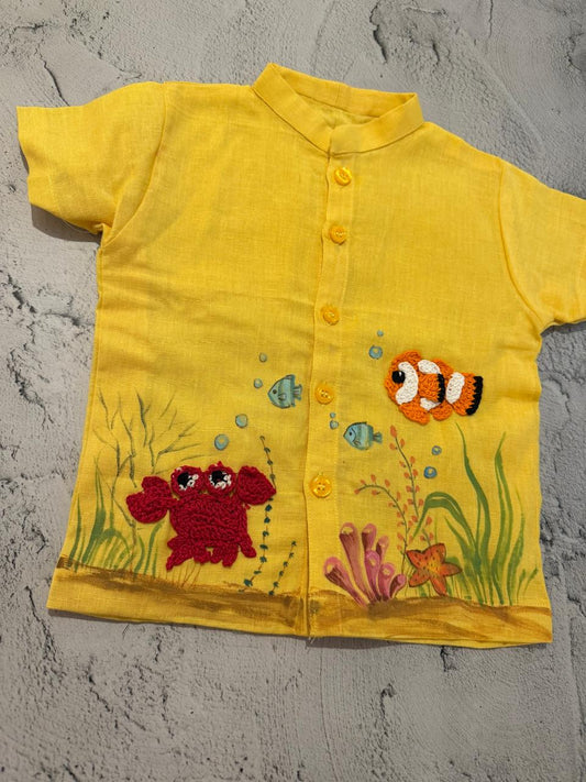 under the sea theme handpainted shirt (9-12 months)