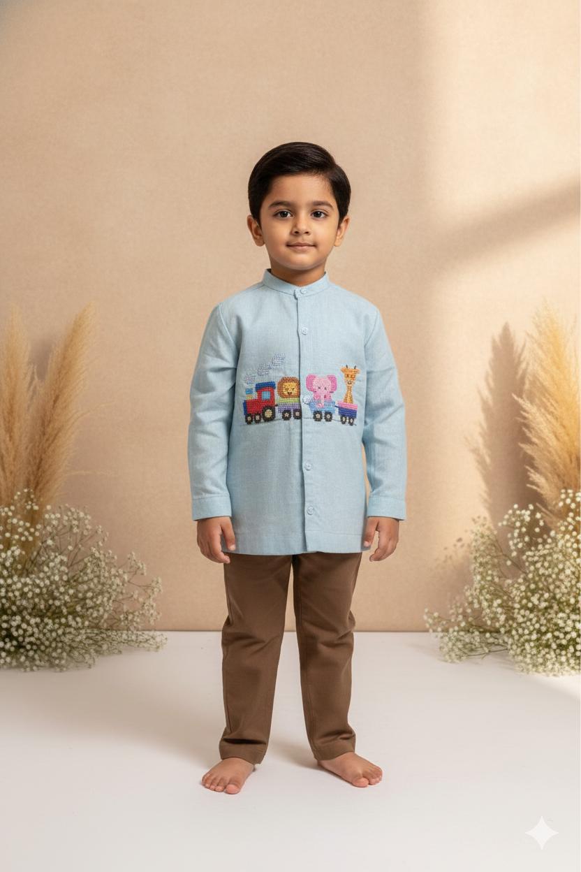 little animal express cross stitch shirt
