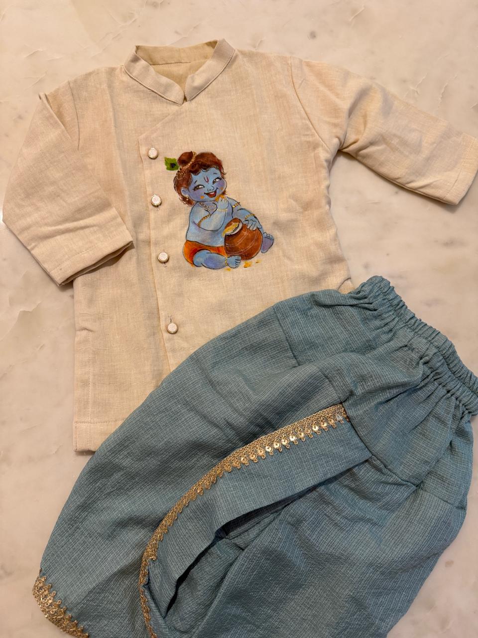 little krishna hanpainted dhoti set