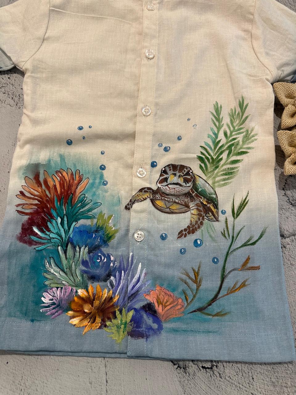 under the sea theme handpainted shirt