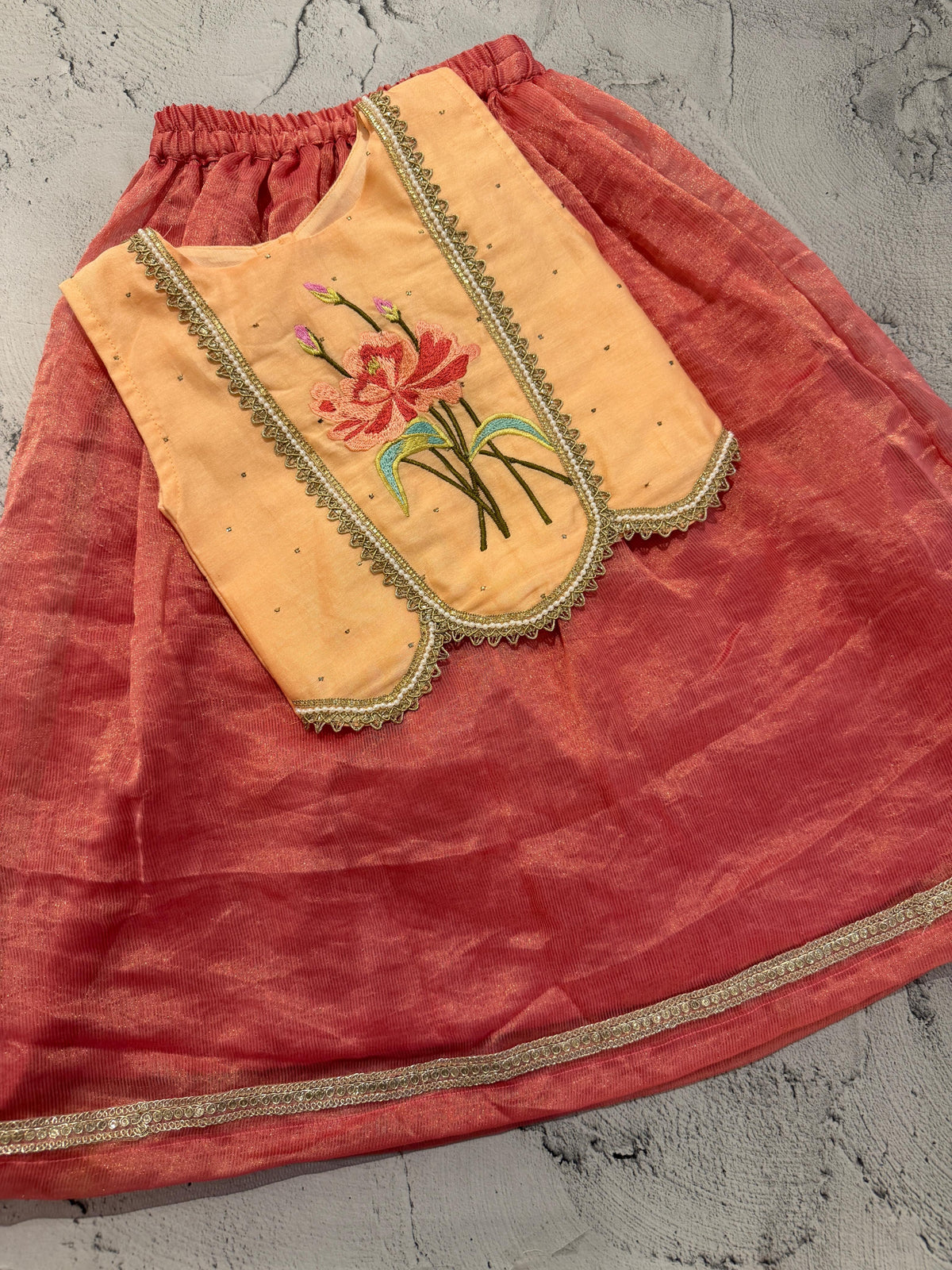coral bloom skirt set