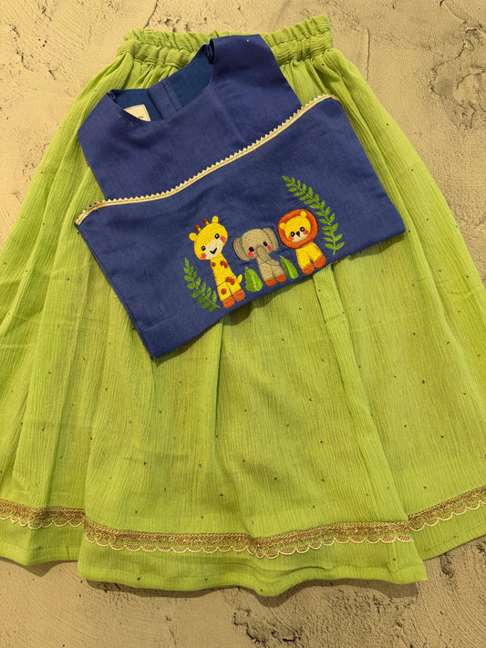jungle Friends Embroidered Skirt Set.