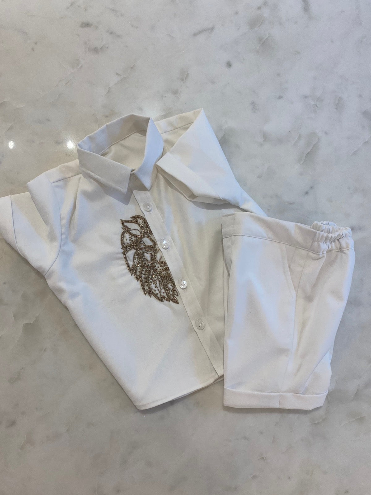 Regal Lion Zardozi Embroidered Shorts Set