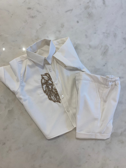 Regal Lion Zardozi Embroidered Shorts Set