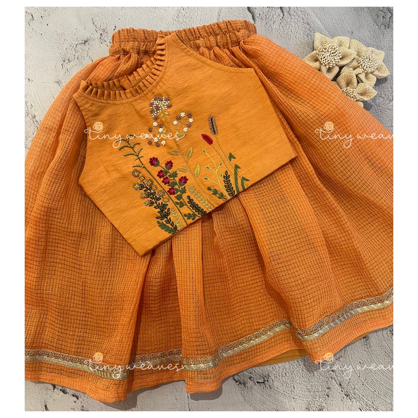 Orange kota garden skirt set